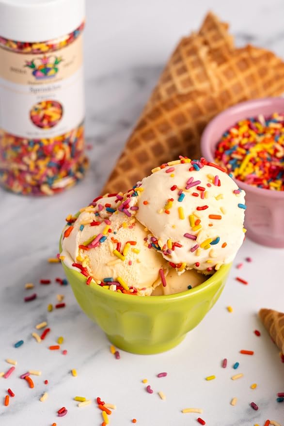Bright Rainbow Sprinkles – Vegan, Non-GMO, Dye-Free, Allergen-Free, Plant-Based Colors, 6 oz Jar – India Tree Nature’s Colors Fiesta
