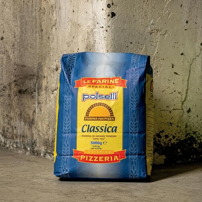 POLSELLI Classica, Type "00" Double Zero Flour Exrtra Fine, 11 lbs (5 kg) | Tipo "00" Wheat Flour For Neapolitan Pizza, Bread & Pasta, All-Natural, Unbleached, Unbromated, No Additives, Made In Italy.