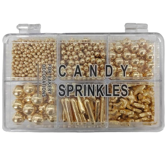 Homankit Gold Pearl Sprinkles for Cake Decorating, Gold Star Sugar Sprinkles for Cake Decorations Baking Cupcake Toppers Ice Cream Toppings and Cookie Decorating Wedding Party Christmas Supplies