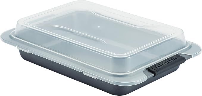 Anolon Advanced Nonstick Baking Pan With Lid / Nonstick Cake Pan With Lid, Rectangle - 9 Inch x 13 Inch, Gray