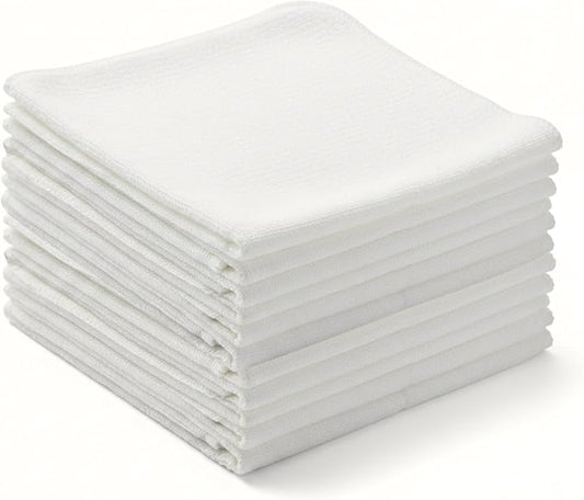 Flour Sack Shop Towels, Natural Cotton Cleaning Towels 14" x 12", Pack of 12 Reusable Absorbent Towels for Garage, Automotive, Workshop, Kitchen Cleaning, Polishing, Dusting & Multi-Purpose Use