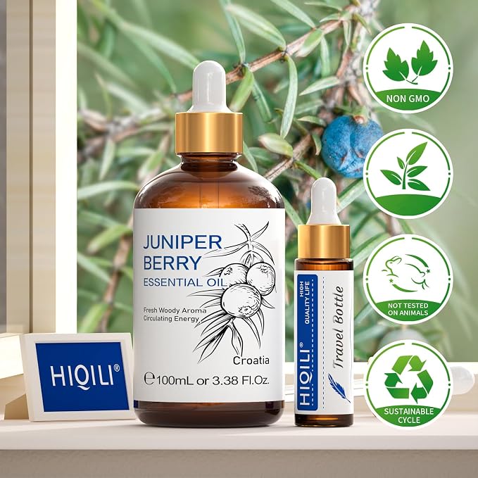 HIQILI 100ML Juniper Berry Essential Oil, Premium - 3.38 Fl Oz