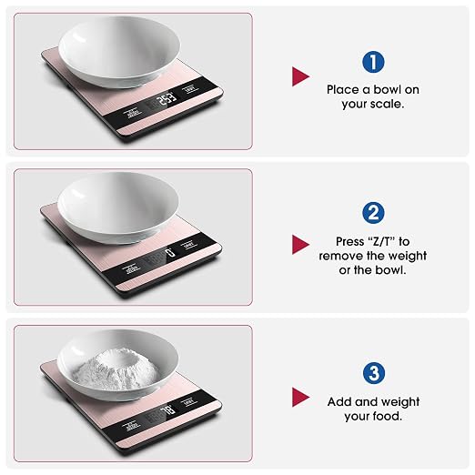 Mik-Nana Food Scale, 11lb Digital Kitchen Scale with LCD Display 6 Units Tare Function, Stainless Steel Weight Grams and Ounces for Baking, Cooking and Meal Prep (Batteries Included)