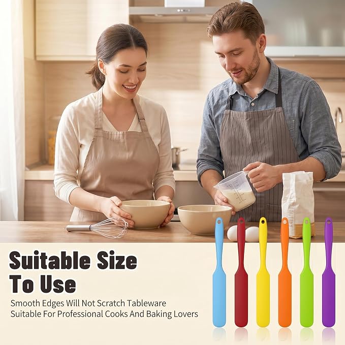 24Pcs Jar Spatula, Silicone Jar Scraper with Long Handle, Jam Spreader Cake Cream Butter Spatulas, Small Silicone Spatula, Jars Blender Waxing Sticks Large with Slant for Hard Wax