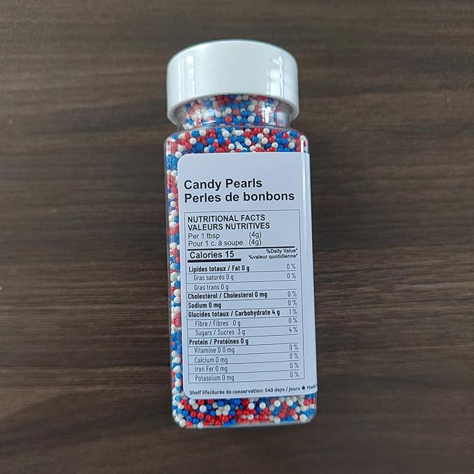 EPHVODI Red Blue and White Patriotic Sprinkles Fourth of July Nonpareils Sprinkles Edible Mini Pearl Sprinkle for Cake Decorations, Baking, Ice Cream, Cookies, Donuts and Lollipops - 2mm Sugar Pearls 3.88oz