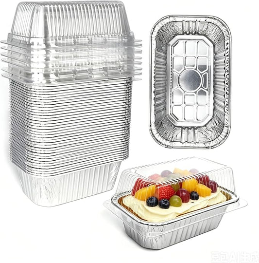 Disposable Mini Loaf Pans with Lids Bakeware Set,1lb, 30 Pack, 6x3.7 Aluminum Foil Bread Pans for Homemade bread, Small Cake Tins, Perfect for Baking Banana Bread, Chease Cake Brownies, etc.