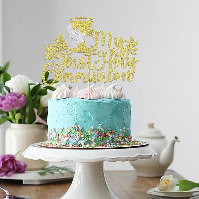 My First Holy Communion Cake Topper-Suitable for Ramadan, Baptism, Religious Baptism,Baby Shower 1st Birthday, God Bless, Communion Party, Wedding Party Decorations supplies