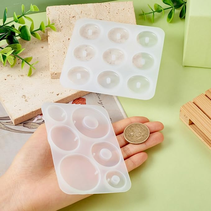 DIY Silicone Pendant Molds Cheriswelry 2pcs Round Donut Disc Resin Casting Molds Necklace Keychain Mould 104x74mm for DIY Craft Earring Jewelry Making