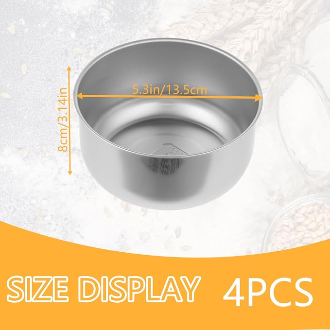 4 Packs Pizza Dough Proofing Box with Lids 5.3x5.3x3.15 Inches Stainless Steel Leak Resistant Containers with Lids Pizza Bread Proofing Box 1000ML
