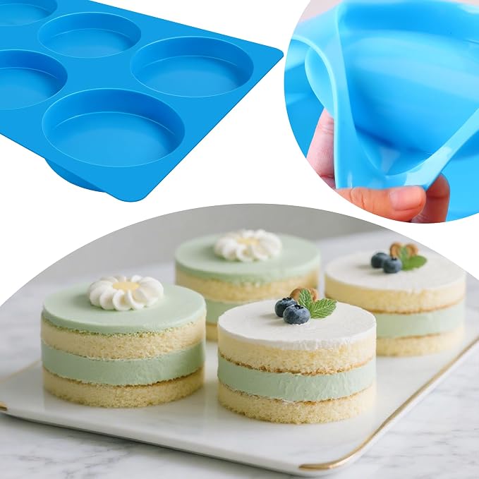 Sidosir Round Silicone Mold for Baking, 4inch Large Breakfast Sandwiches Mold Silicone for Whoopie Pie, Non-Stick Hamburger Buns Muffin Top Pan Molds for Egg Pan, Resin Coaster
