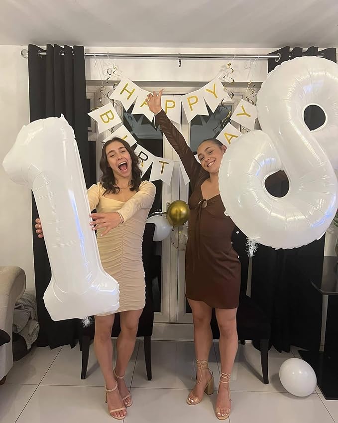 White 4 Balloon, Translucent Number Balloons 40 Inch, 4th White Party Decorations, Four Large Numbers for Party Decor, Number 4 Balloon