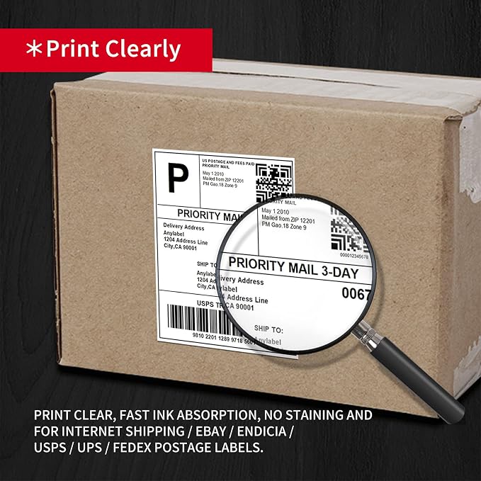Misofuki 4x6 1 Stack 1000 Labels Fanfold Direct Thermal Shipping Labels Compatible with Rollo, MUNBYN, Zebra, Fargo Label Printer, Permanent Adhesive White Commercial Grade Labels for Thermal Printers