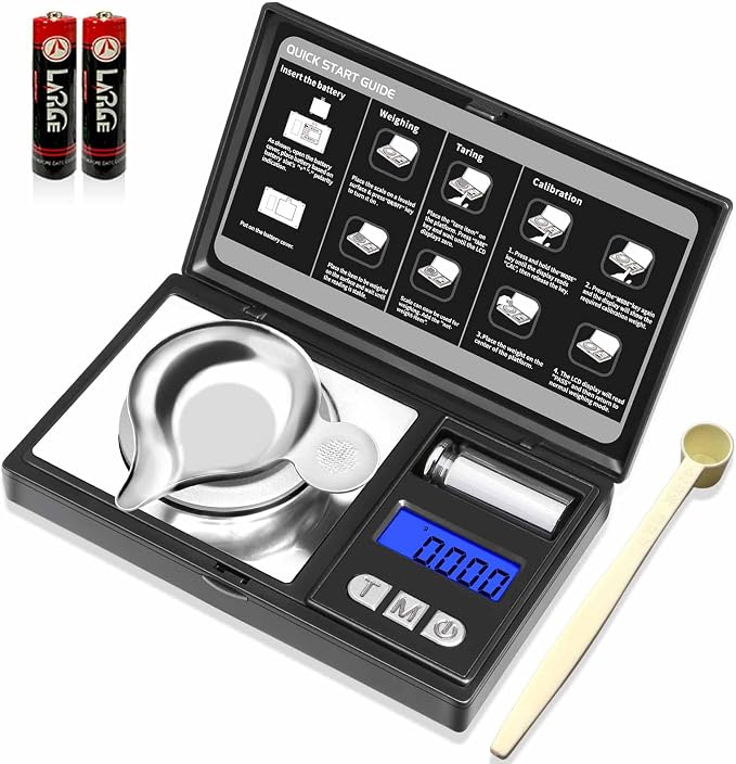 THINKSCALE Milligram Scale 50g x 0.001g, Powder Scale 0.001g Accuracy | Micro Scale for Weighing Powders & Jewelry, 50g Calibration Weight for Mg Scale, 6 Units, Tare, LCD Display