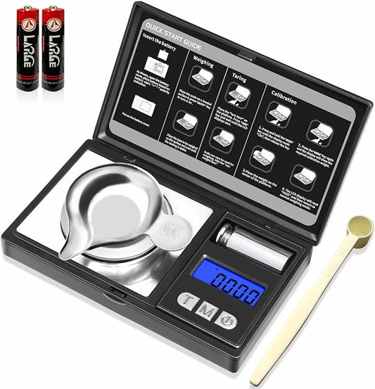 THINKSCALE Milligram Scale 50g x 0.001g, Powder Scale 0.001g Accuracy | Micro Scale for Weighing Powders & Jewelry, 50g Calibration Weight for Mg Scale, 6 Units, Tare, LCD Display
