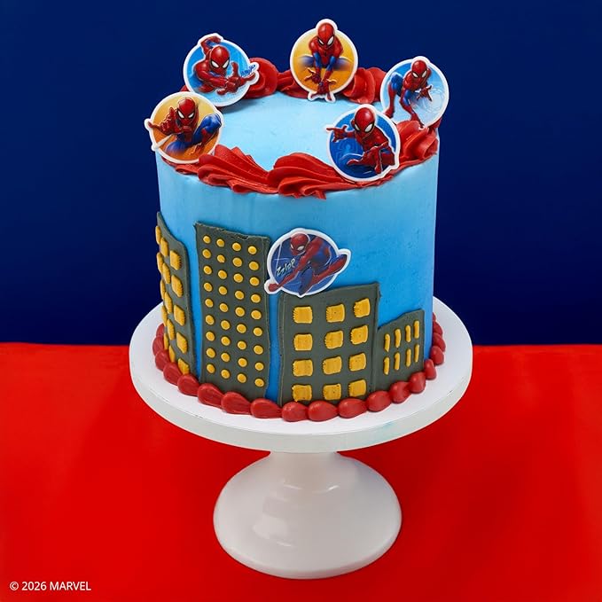 Marvel's Spider-Man Rings | 24 | Neighborhood Hero Cupcake Toppers For Birthday Parties & Celebrations, Food Safe - 24 Pack