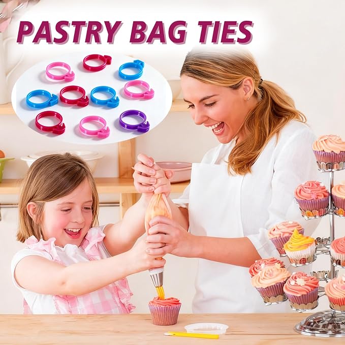 60 Pcs Pastry Bag Ties, Reusable Silicone Icing Bag Ties, Silicone Decoration Piping Bag Ties, Decoration Bag Cake Ties for Cupcakes Cookies Pastry and Pastry Seal