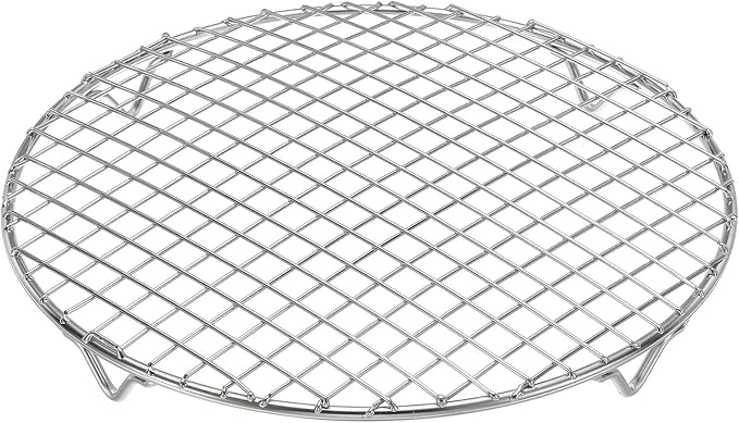 uxcell Round Cooking Rack 9.8 Inch Dia Stainless Steel Wire Cooling Steamer Rack for Baking Canning Cooking Roasting Cooling Grilling Drying, Silver