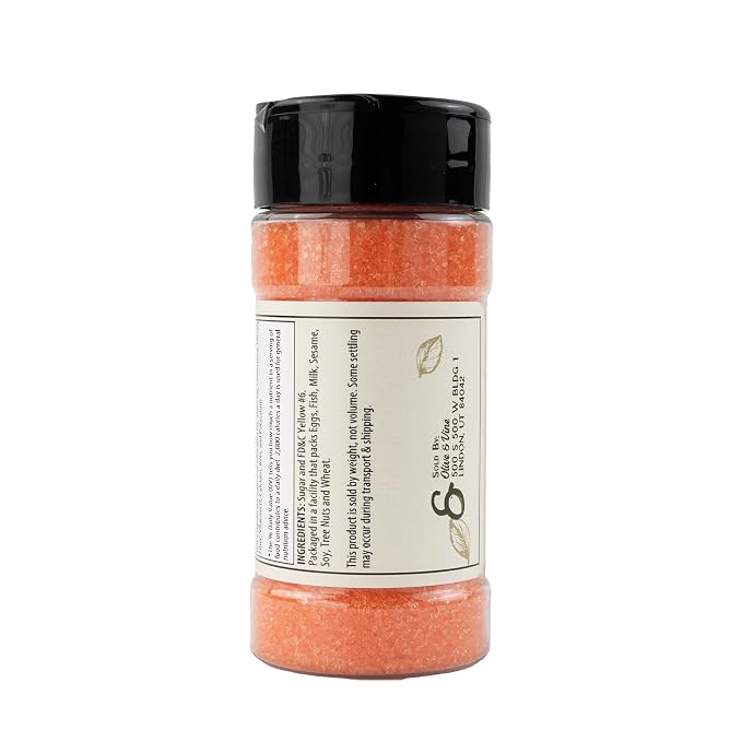 Olive & Vine Orange Sanding Sugar, Sweet Finish, For Baking & Decorating, Rich Tradition, Authentic Taste, For Global Recipes (4 Ounce)