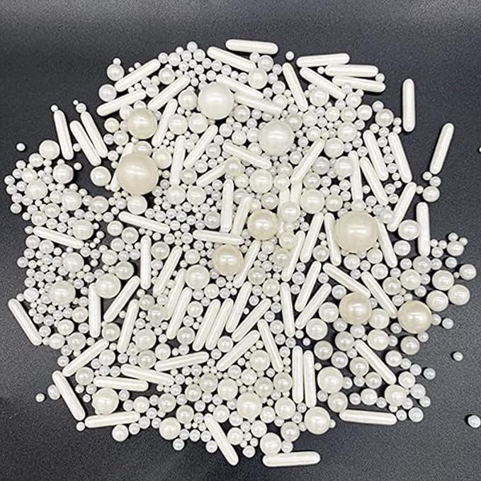 White Edible Pearl Jimmes Sugar Sprinkles Candy 4.2oz Baking Edible Cake Decorations Wedding Cupcake Toppers Cookie Decorating Ice Cream Toppings Celebrations Shaker Jar Wedding Shower Party Christmas Supplies(white jimmes)
