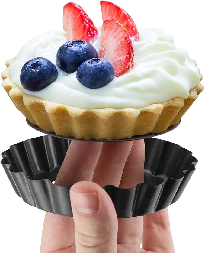 Laxinis World 4” Quiche Pans with Removable Bottom, Non-stick, Fluted Sides, Mini Tart Pans, Round Shape, Set of 6