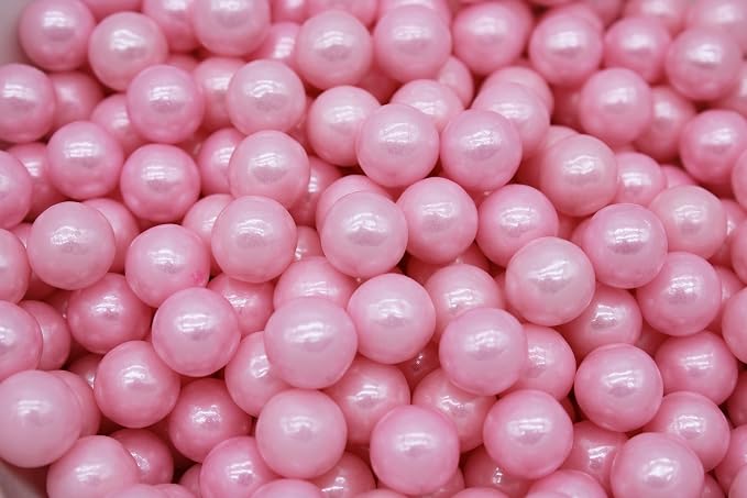 8 Ounce 10MM Pink Edible Candy Beads For Decorating Wedding Cakes-Gemstone Candy For Parties-100% Edible