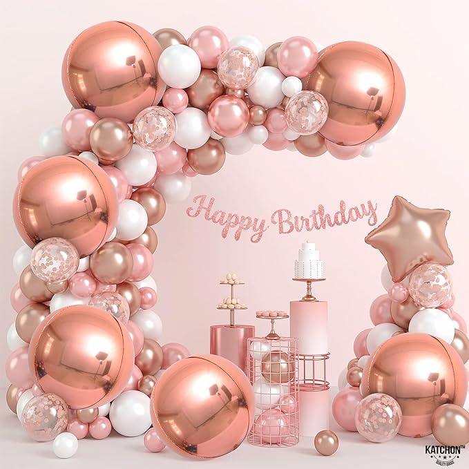 KatchOn, Rose Gold Balloons - 22 Inch, Pack of 6 | Rose Gold Foil Balloons for Bridal Shower Decorations | Mylar Balloon for Bachelorette, Anniversary, Birthday Party, 2026 Graduation Decorations