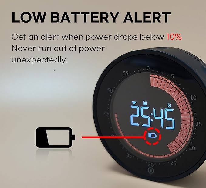 Visual Digital Timer - 60 Min Countdown & Count Up, Large LED Screen with Red Visual Disc, Magnetic Silent Timer for Kids, Seniors, Classroom, Kitchen Cooking, ADHD & Autism Productivity Tool