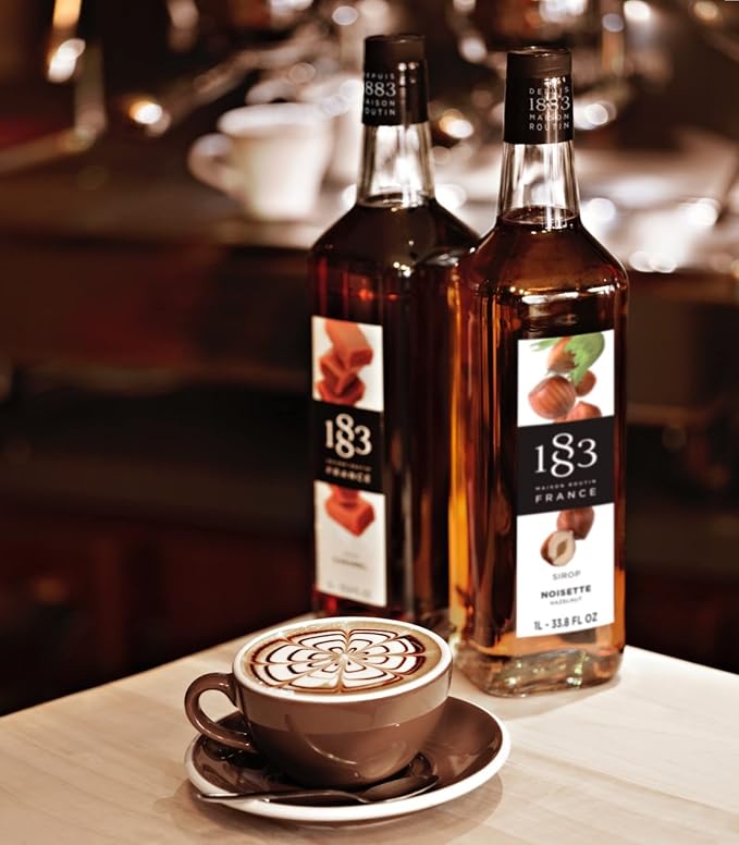 1883 Iced Tea Peach Syrup for Drinks, Made in France, 1 Liter Glass Bottle