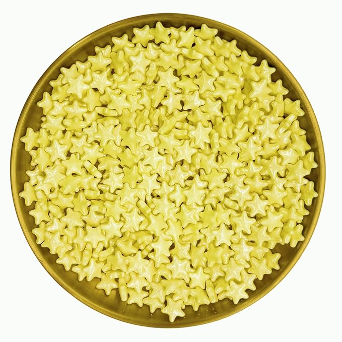 Dynastang 10mm Yellow Stars Sprinkles Edible Stars Cake Decorating Stars Cake Decorations Cupcake Toppers Cookie Decorating Perfect for Cakes, Cupcakes, Desserts Toppings 3OZ