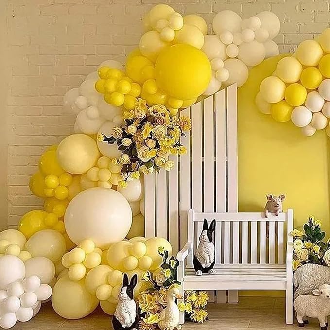 Voircoloria 130pcs Pastel Yellow Balloons Different Sizes 18" 12" 10" 5" Light Yellow Latex Balloon Garland Arch Kit for Birthday Baby Shower Graduation Wedding Gender Reveal Party Decorations
