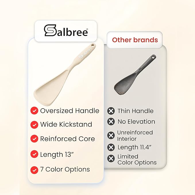 Silicone Spoon Spatula for Cooking - Multifunction Scoop Spatula Spoonula - Heat Resistant Cooking Spoon for Nonstick Cookware - Large Silicone Kitchen Spoon - Seamless Design (Khaki,1pc)