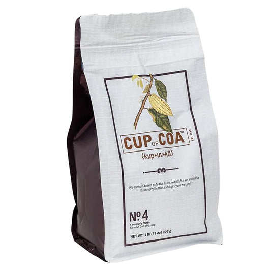 Cup of Coa No. 4 Sensuously Dark | Gourmet Dark Hot Cocoa Mix | Just Add Water | Rich, Velvety & Silky Smooth | Luxury Dark Chocolate Hot Chocolate | Made in USA (2 Pound Bag)