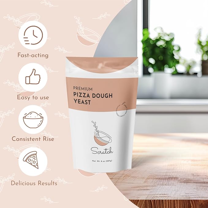 Title: Scratch Premium Pizza Dough Yeast – Instant Dry Yeast for Homemade Pizza, Neapolitan & Artisan Pizza Dough, Flatbread & Focaccia – Works in Bread Machines - (Pizza 8 oz) (1 Packet)