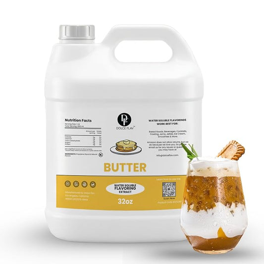 Dolce Flav Butter Flavoring 32 oz – Bulk Butter Extract for Bakery Manufacturing, Restaurants & Foodservice