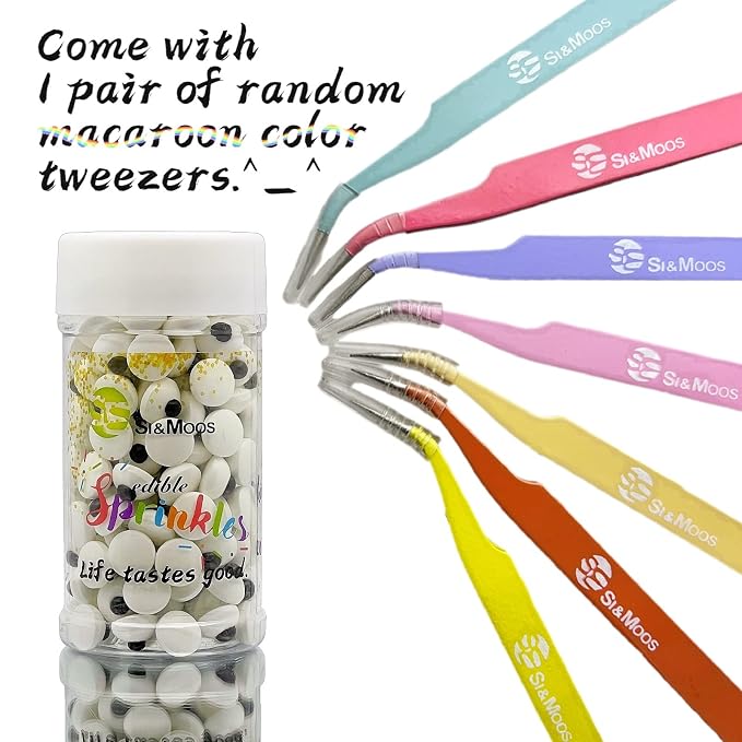 SE Si&Moos Candy Eyes for Decorating Small Edible Eyes Small Eye Sprinkles Googly Candy Eyes for Cakes, Cupcakes, Cookies, Party Birthday Halloween Christmas Supplies 3 OZ with Tweezers