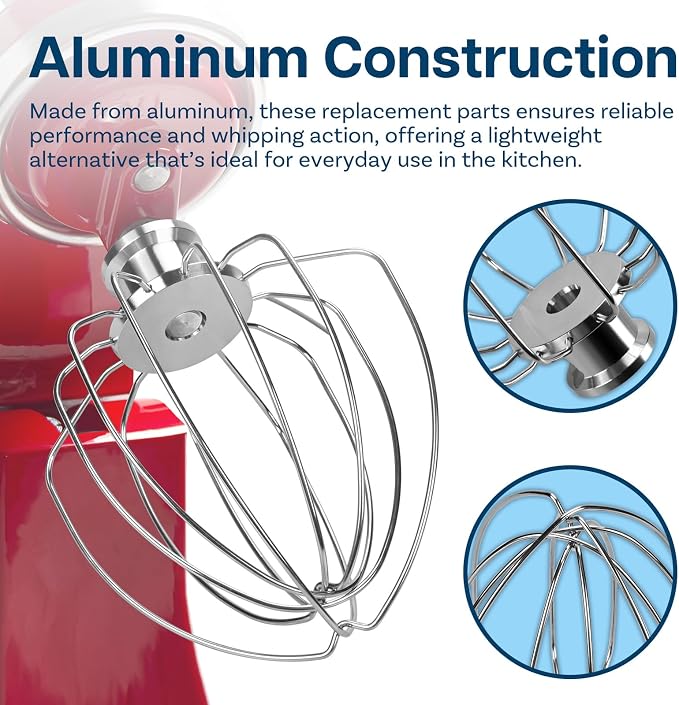 Mixer Attachments for KitchenAid 4.5–5 Quart Tilt-Head Stand Mixers – Compatible with Artisan & Classic – Beaters, Whisks, Dough Hooks & Attachment Sets by MMOBIEL (3-in-1, Aluminum)