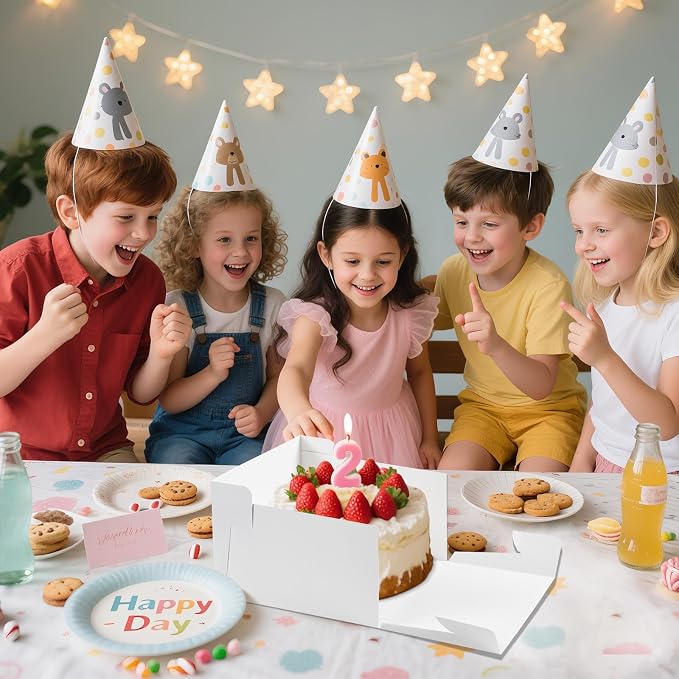 10 Pcs Cake Boxes, 12x12x8 Inch Tall Cake Box with Clear Window, White Cardboard Bakery Boxes, Disposable Cake Transport Containers with Lids for Multi-Layer Cakes Pie Dessert Wedding Birthday