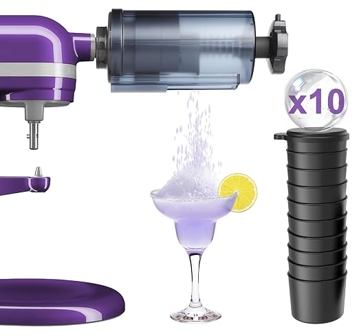 Shaved Ice Attachment for KitchenAid Stand Mixer,Upgraded Snow Cone Machine Accessory with 10Reusable Ice Molds,Professional Shaved Ice Maker Accessories for Fluffy Snow-like Texture,Fits All KA Molds