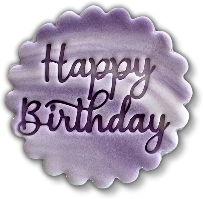 Happy Birthday Embosser Stamp for Icing Fondant Frosting Sugar Paste Cupcake Cake Cookie Baking Decoration (Pattern 1)