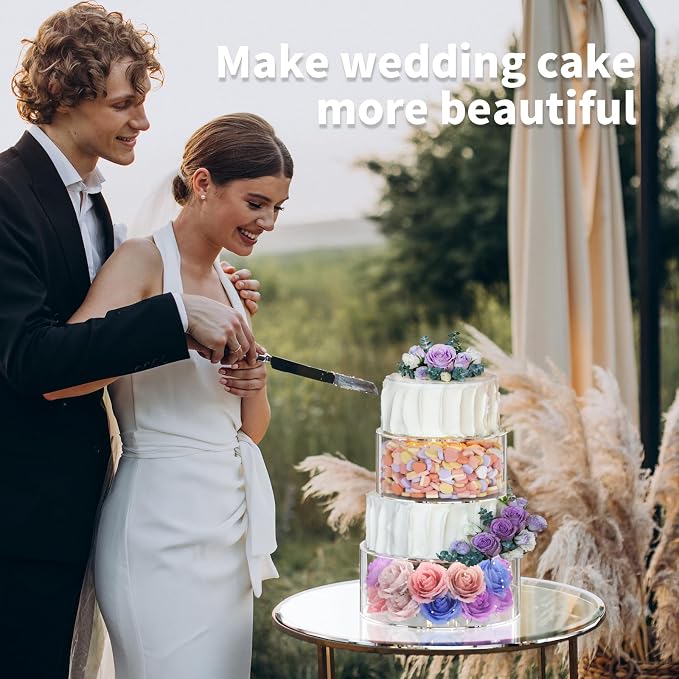 NPPLUS 3 Pcs Acrylic Cake Stand with lid, Clear Fillable Cake Tier, Round 3 Tier Cylinder Display Riser Display Box for Wedding Birthday Party Holiday Display