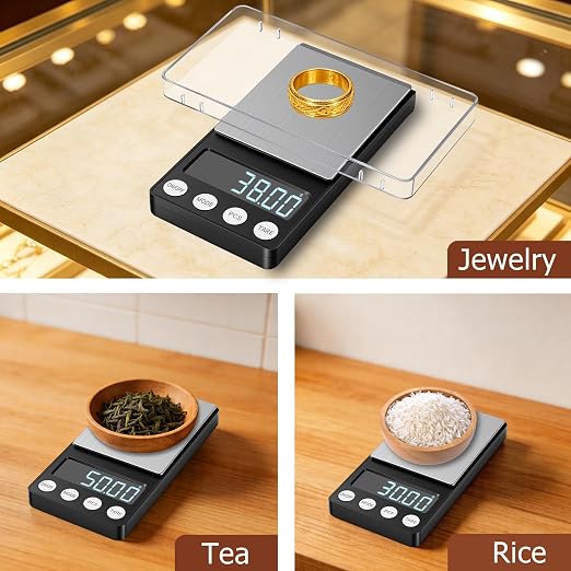 Pocket Digital Gram Scale, 0.01g High Accuracy 500g Mini Jewelry Scale, Portable Coin Counter Scale with g/oz/ct/gn/tl/ozt/DWT, Ideal for Gold, Coin, Jewelry, Coffee Bean & Kitchen Weighing