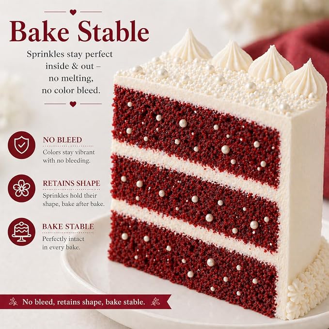 Confect White Pearl Christmas Sprinkles – Frozen & Earthday Sprinkles – Edible Cake Topping for Cupcakes, Cookies, Desserts – Celebration Baking Decoration – Vegan, Gluten-Free, Nut-Free, Soy-Free, Dairy-Free , Handcrafted Sprinkle – 5 Oz