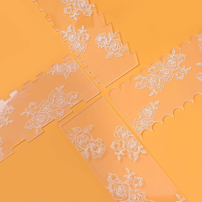 KALAIEN Cake Scraper 10 Pieces Acrylic Cake Smoother, Icing Smoother Cake Frosting Comb Scraper for Cake Decoration