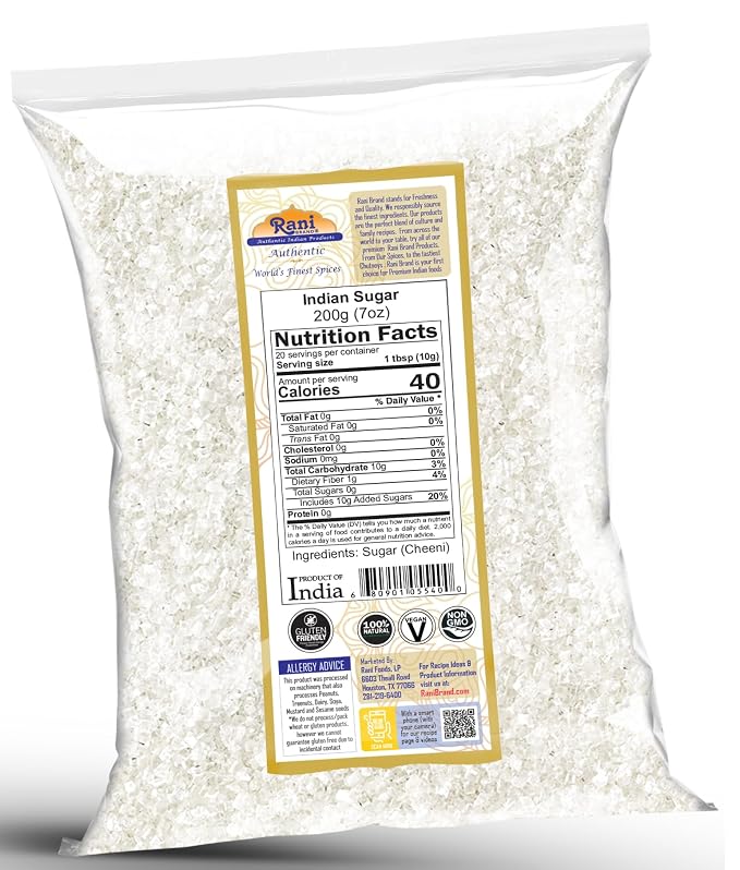Rani Indian Sugar (Cheeni) 7oz (200g) ~ All Natural | Gluten Friendly | No Colors | Kosher | Vegan | Indian Origin