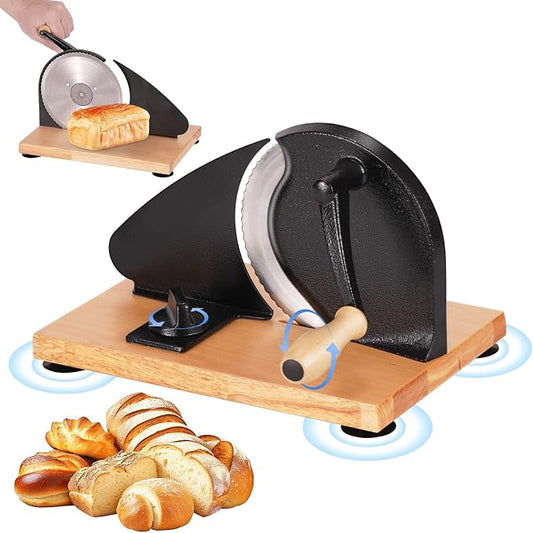 Manual Bread Slicer, Versatile Hand-Crank Bread Slicer for Bakeries, Coffee Shop, Home Kitchen with Suction Cup Can Adjustable Thickness