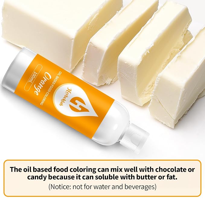 Orange Oil Based Food Coloring for Chocolate – Herbeklab 100ml Professional Concentrated Oil Food Dye for Candy Melts, Chocolate, Cake Pops, Strawberries & Baking