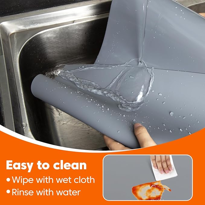 Large Silicone Mats for Kitchen Counter,16" x 72" Heat Resistant Silicone Mat,Food Grade Silicone Pastry Mat,New Skin-Friendly Material Silicone Countertop Protector Mat,Freely Cuttable, Dark Gray