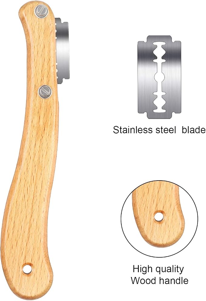 Mudder Bread Lame Sourdough Scoring Tool Magnetic Dough Scoring Tool with 10 Pcs Replaceable Blades Wooden Handle Lame Slashing and 2 Pcs Knife with Protective Cover for Baking