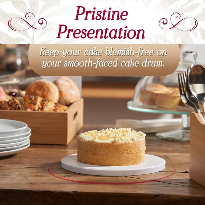 Cakebon Round Cake Boards - Sturdy 1/2 Inch Thick Cake Drums - 8 Inch Professional Base para Pastel Smooth Straight Edges White 1-Pack