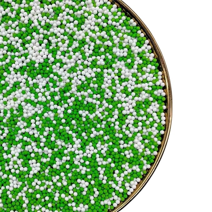 Christmas White Green Edible Pearl Sprinkles for Cake Decorations130g/4.6oz, Baking, Ice Cream, Cookies, Cupcake Topper2mm Sugar Pearls for Cake Decorating (2mm green white)